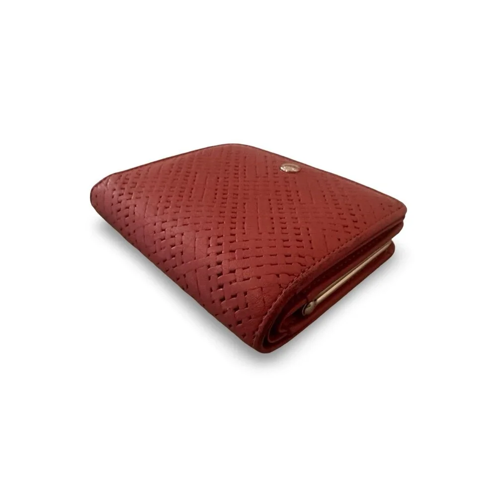 Mila Schön Italy Mauve Pink Textured Leather Bifold Clasp Wallet Soft